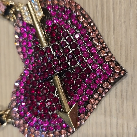 Massive betsey Johnson chocker rhinestones heart - Picture 3 of 4
